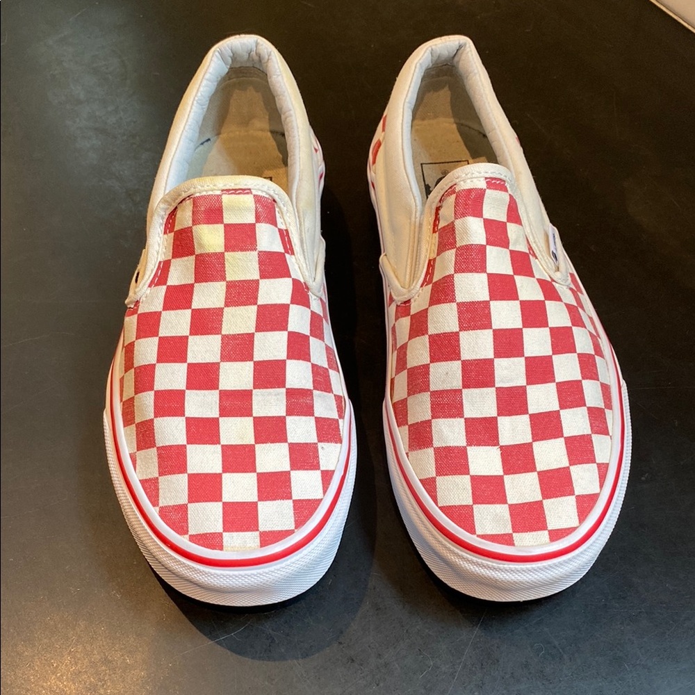 VANS Off The Wall Red and White Checkered Slip-On Sneakers US Women' 9 Men's 7.5